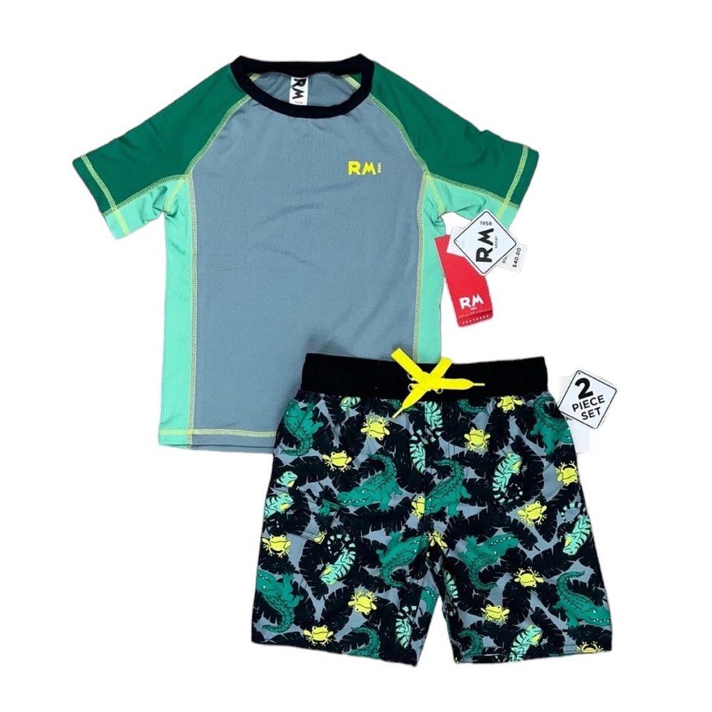 RM Sport Swim Trunks Rashguard Size 5/6 | RM Green Alligator Swim Trunks 5/6